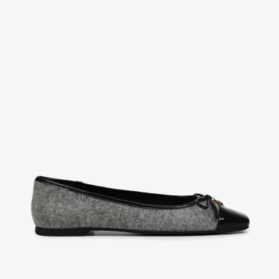 Ballet flats en cuero gris y negro