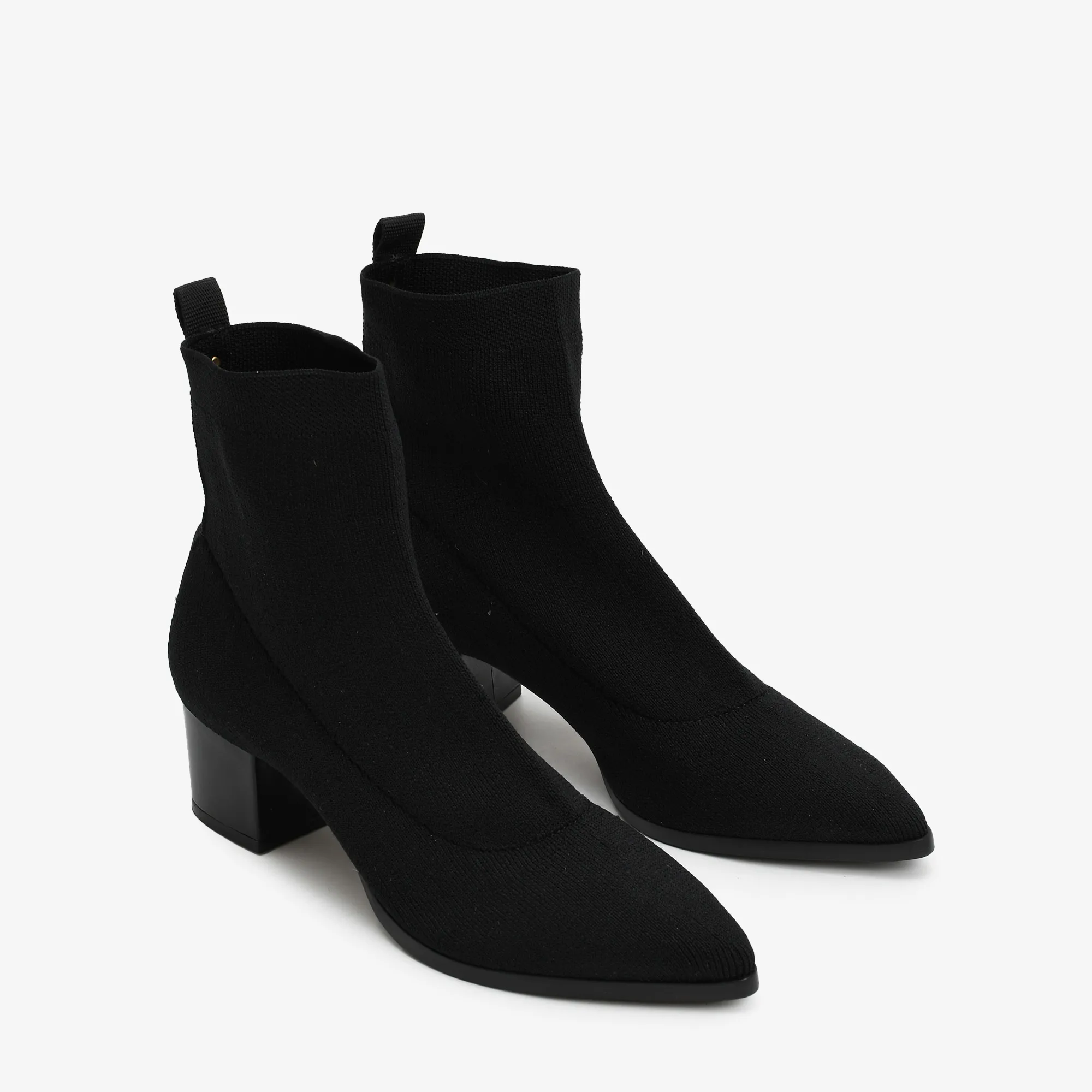 Botín cuero con knit negro - Imagen 4