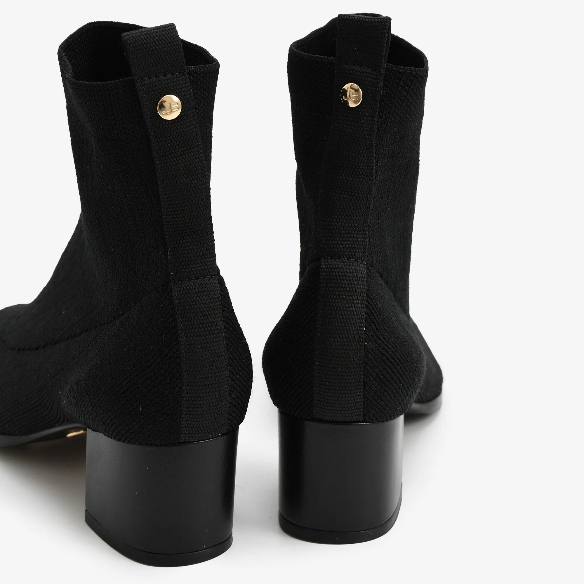 Botín cuero con knit negro - Imagen 2