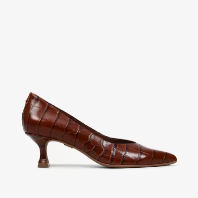 SCARPIN CUERO CROCO TABACO