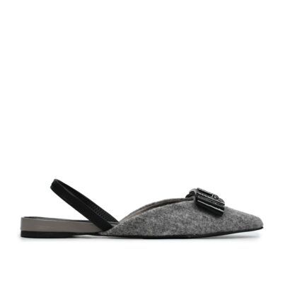 Slingback ballet flats en cuero y tela  gris