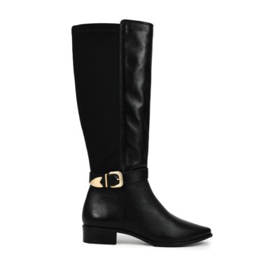 Bota cuero negro diseño contemporáneo