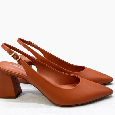 SLINGBACK CUERO TACO GEOMÉTRICO CAMEL
