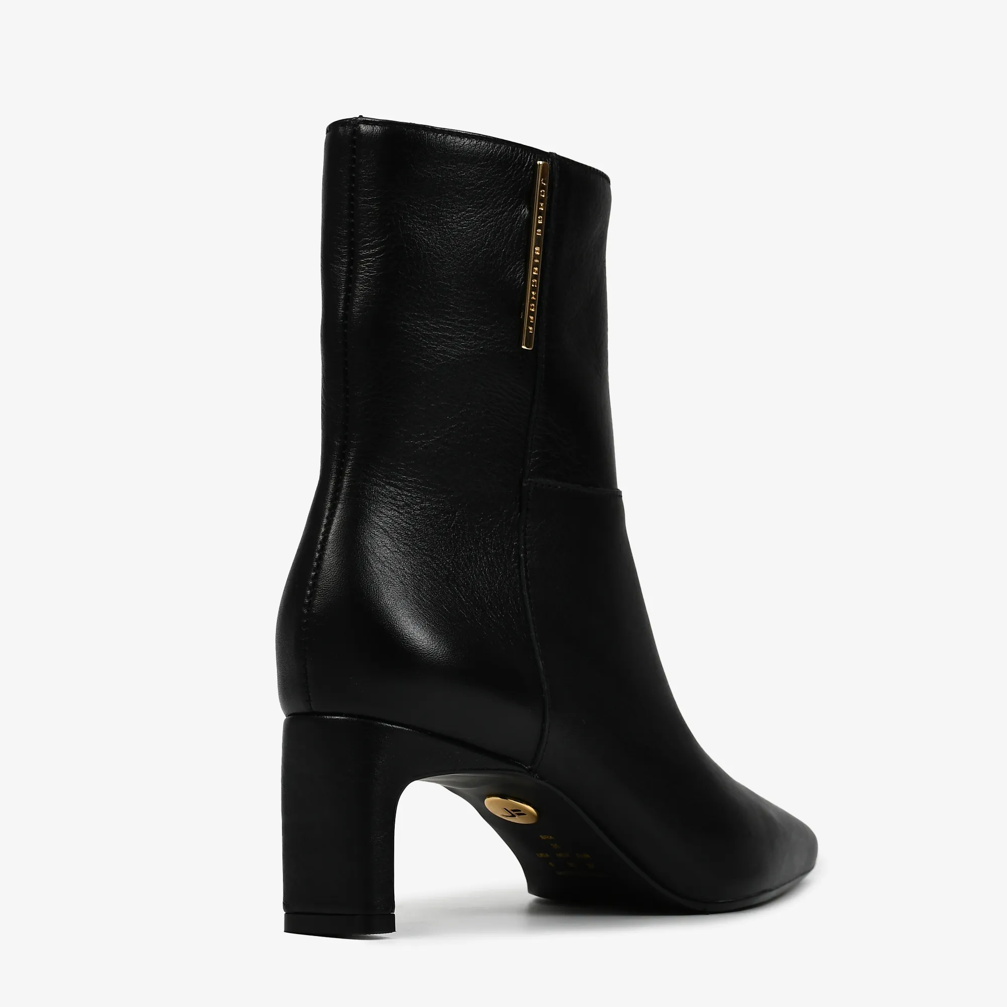 Botín cuero negro taco en barra - Imagen 2