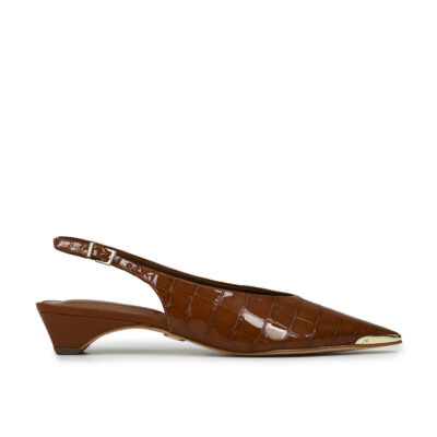 Slingback cuero croco tabaco
