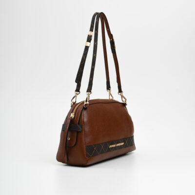 Cartera de cuero monograma color tabaco