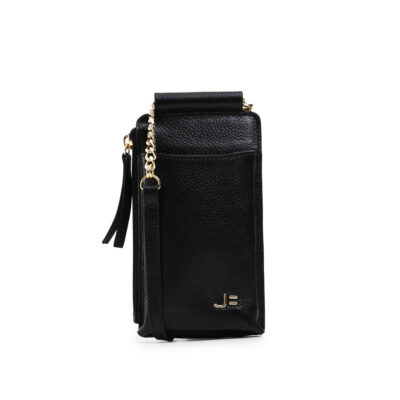Cartera portacelular cuero negro
