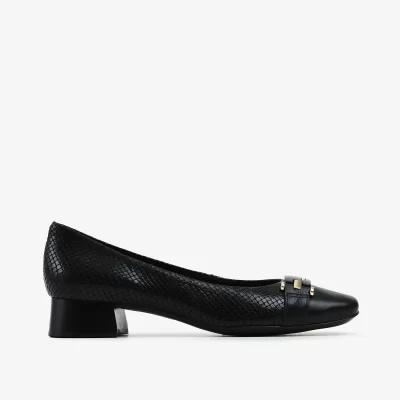 Scarpin cuero glossy snake negro