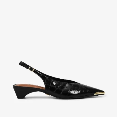 Slingback cuero a glossy crocco negro