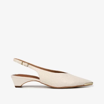 Slingback cuero glossy snake off white