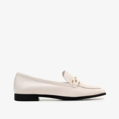 Mocasín de Cuero Liso Marfil