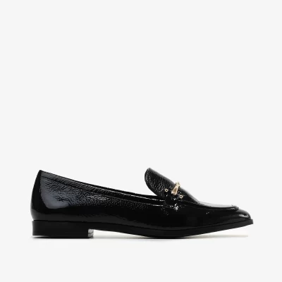 Mocasín de Cuero Verniz crinkle Negro