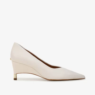 Scarpin de Cuero Liso Marfil
