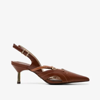 Slingback de Cuero Classy Tabaco