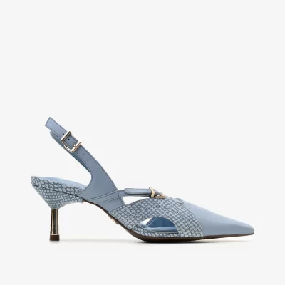 Slingback de Cuero Liso Océano