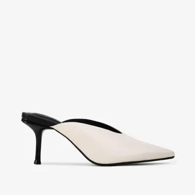 Mule de Cuero Liso Marfil
