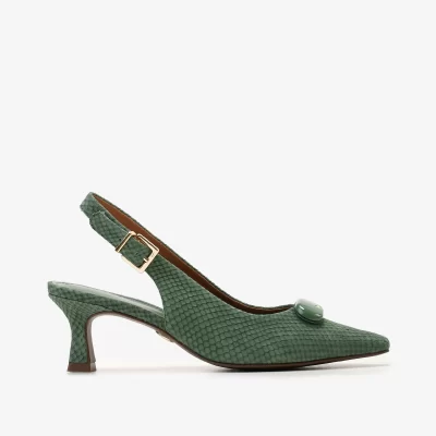 Slingback de Cuero Snake Bambú