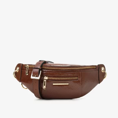 Cartera de Cuero Grabado snake gloss Tabaco