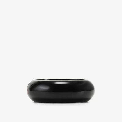 Pulsera de Cuero Negro con Aplique Oro Claro