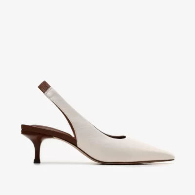 Slingback de Cuero Liso Marfi