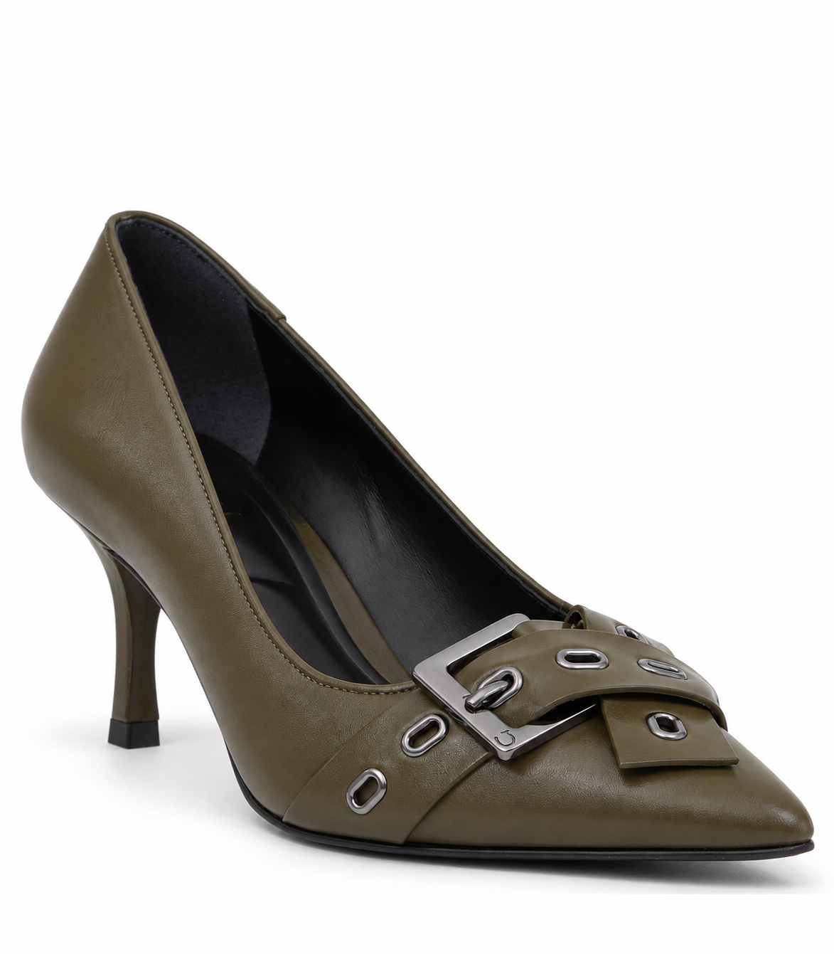 Scarpin cuero napa oliva - Imagen 2