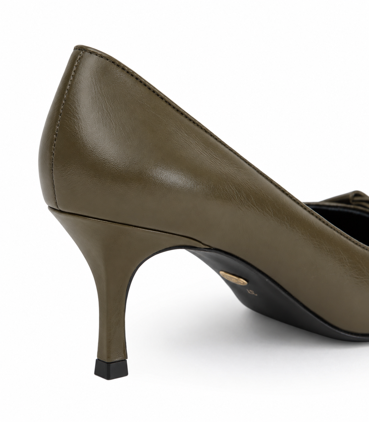 Scarpin cuero napa oliva - Imagen 3