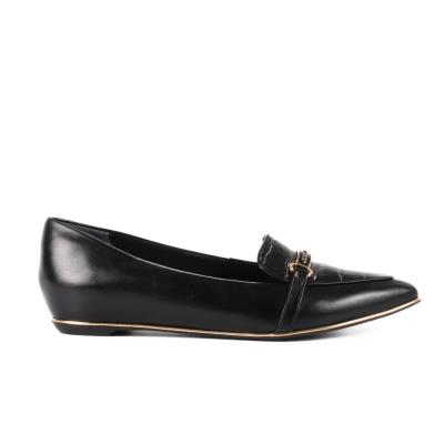 Flat de cuero con plataforma interna negro