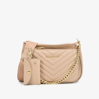 Cartera Infinita cuero transversal nude