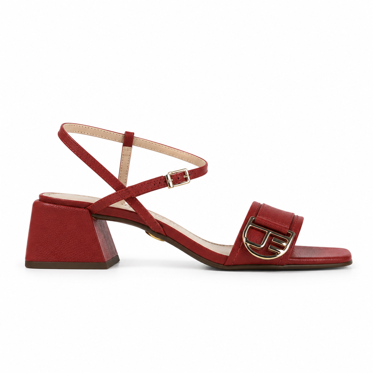 Sandalia cuero basic berry