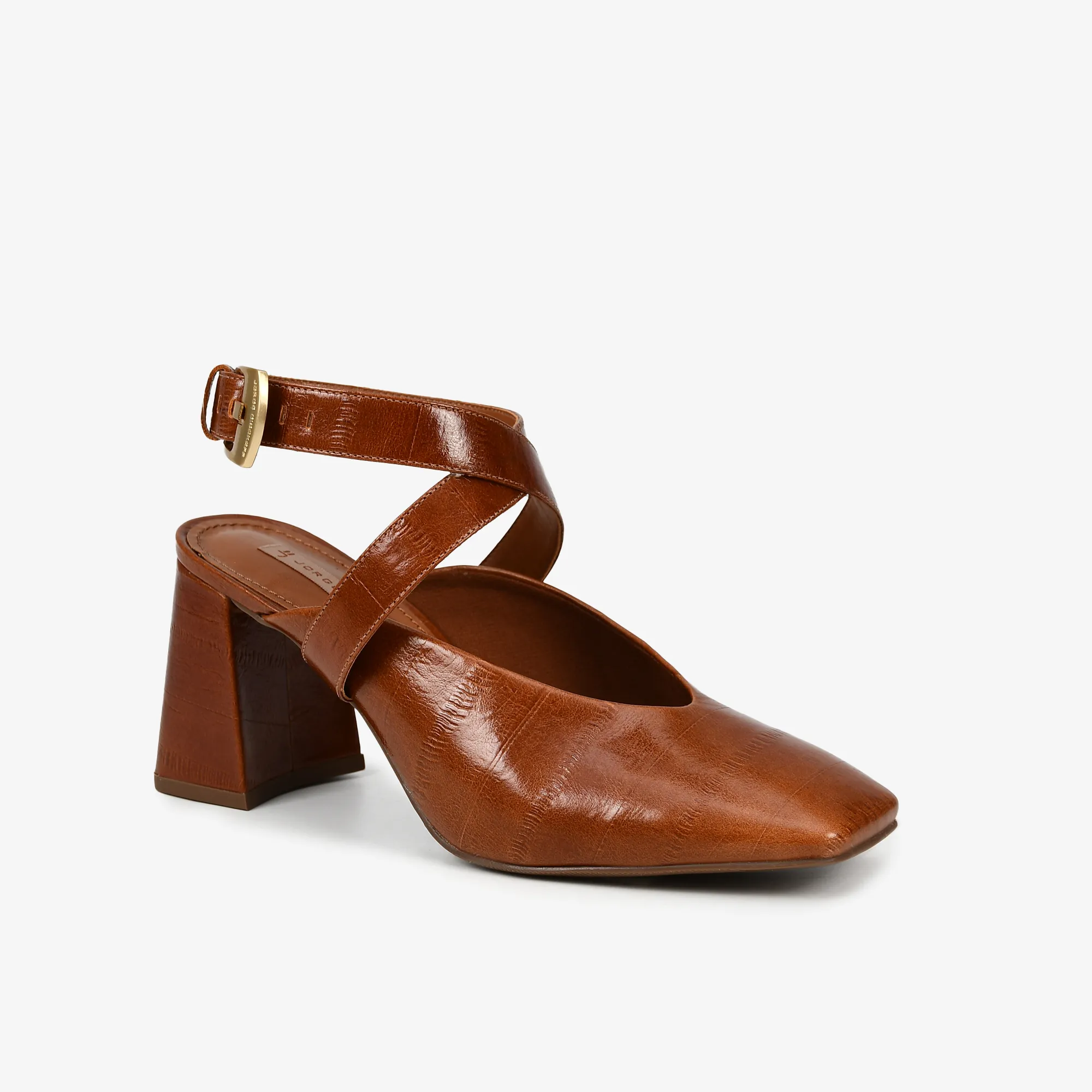 Slingback Cuero croco tabaco - Imagen 2