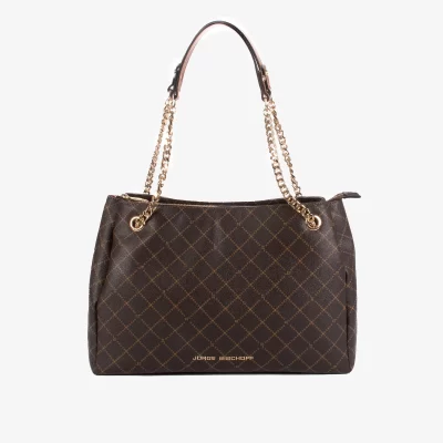Cartera con alza de hombro Monograma JB marrón