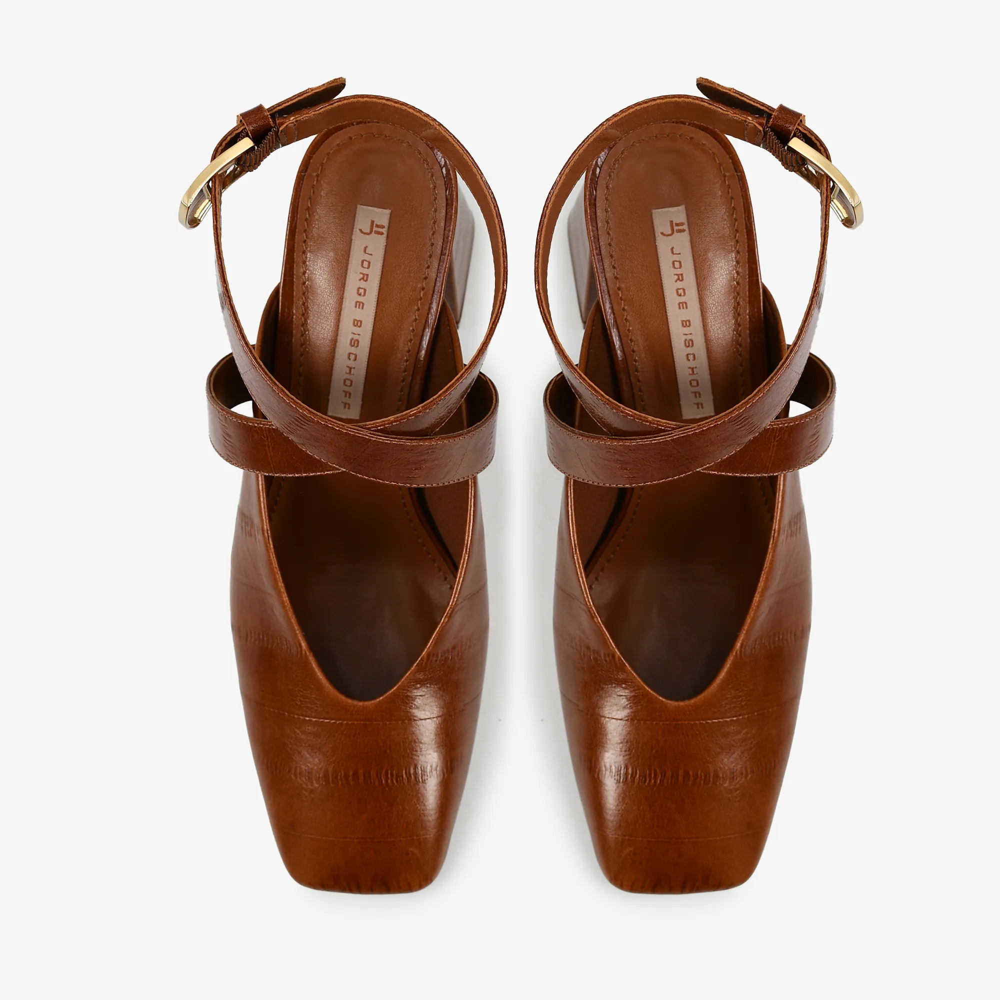 Slingback Cuero croco tabaco - Imagen 3