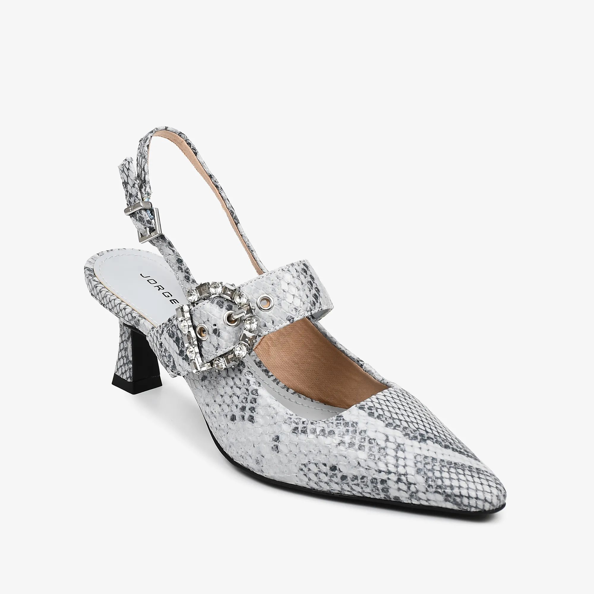 Slingback de Cuero Snake Gris - Imagen 2