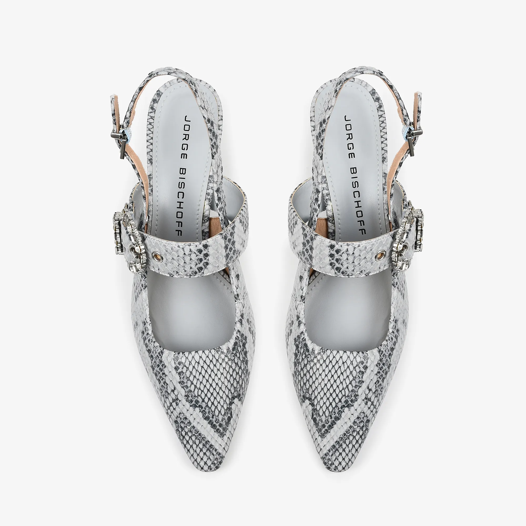 Slingback de Cuero Snake Gris - Imagen 3