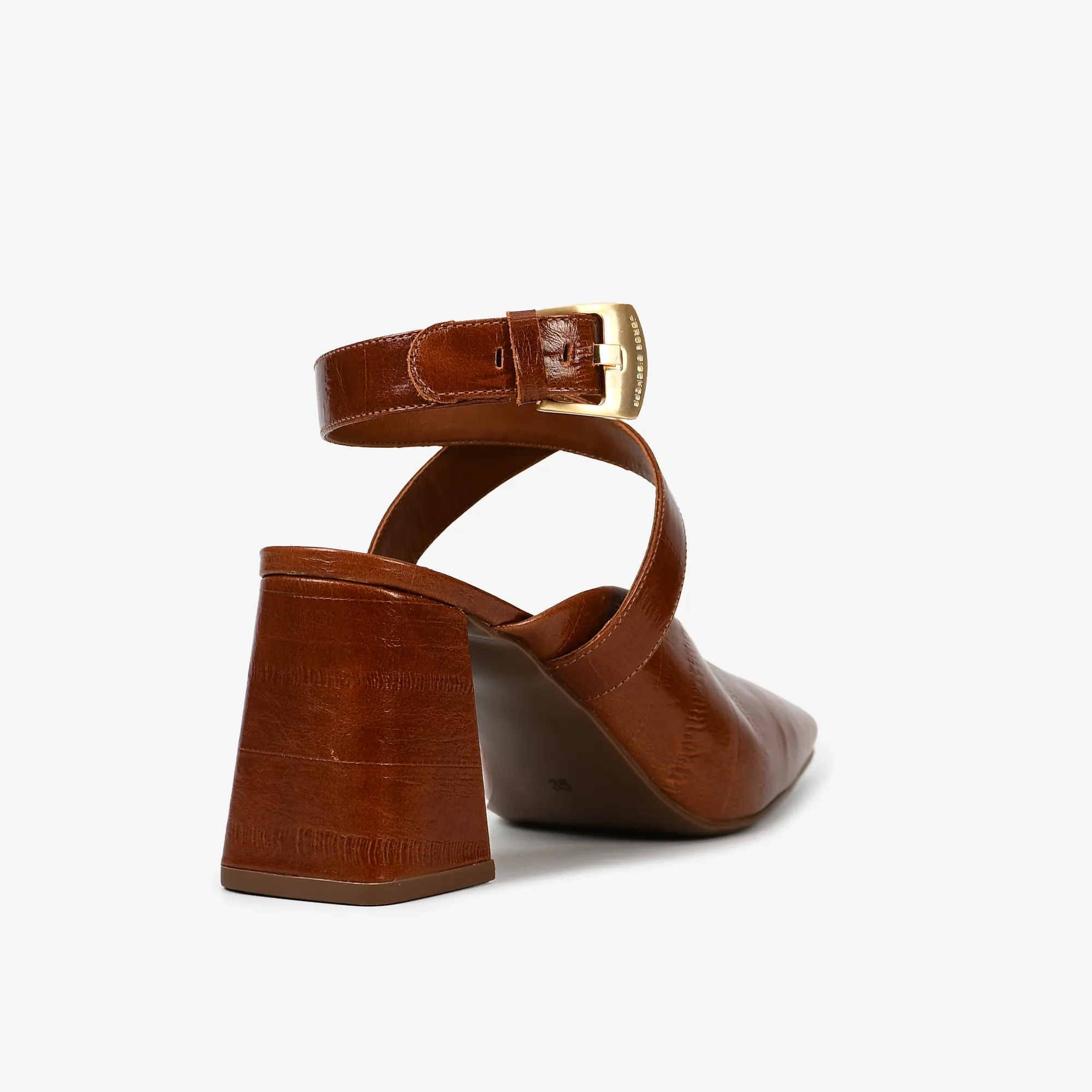 Slingback Cuero croco tabaco - Imagen 5
