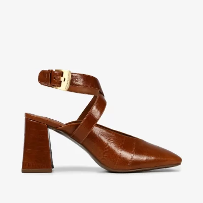 Slingback Cuero croco tabaco