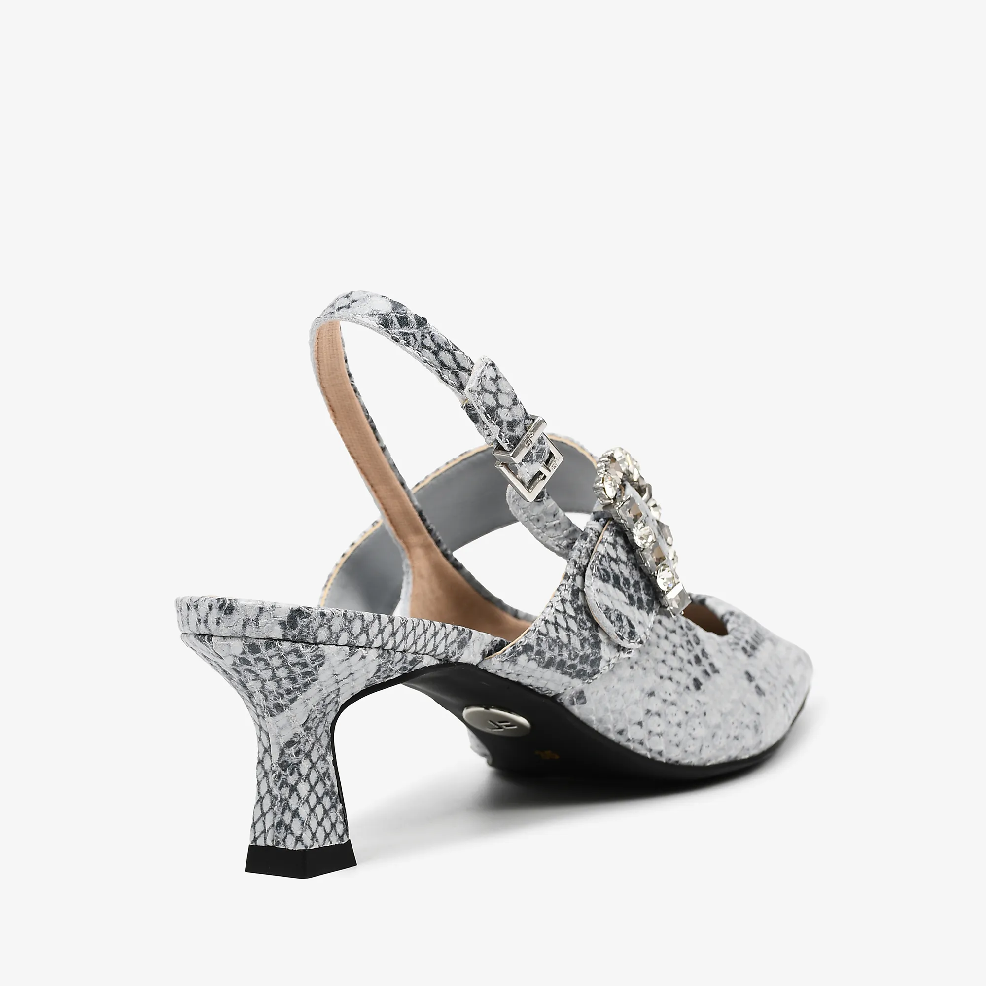 Slingback de Cuero Snake Gris - Imagen 5