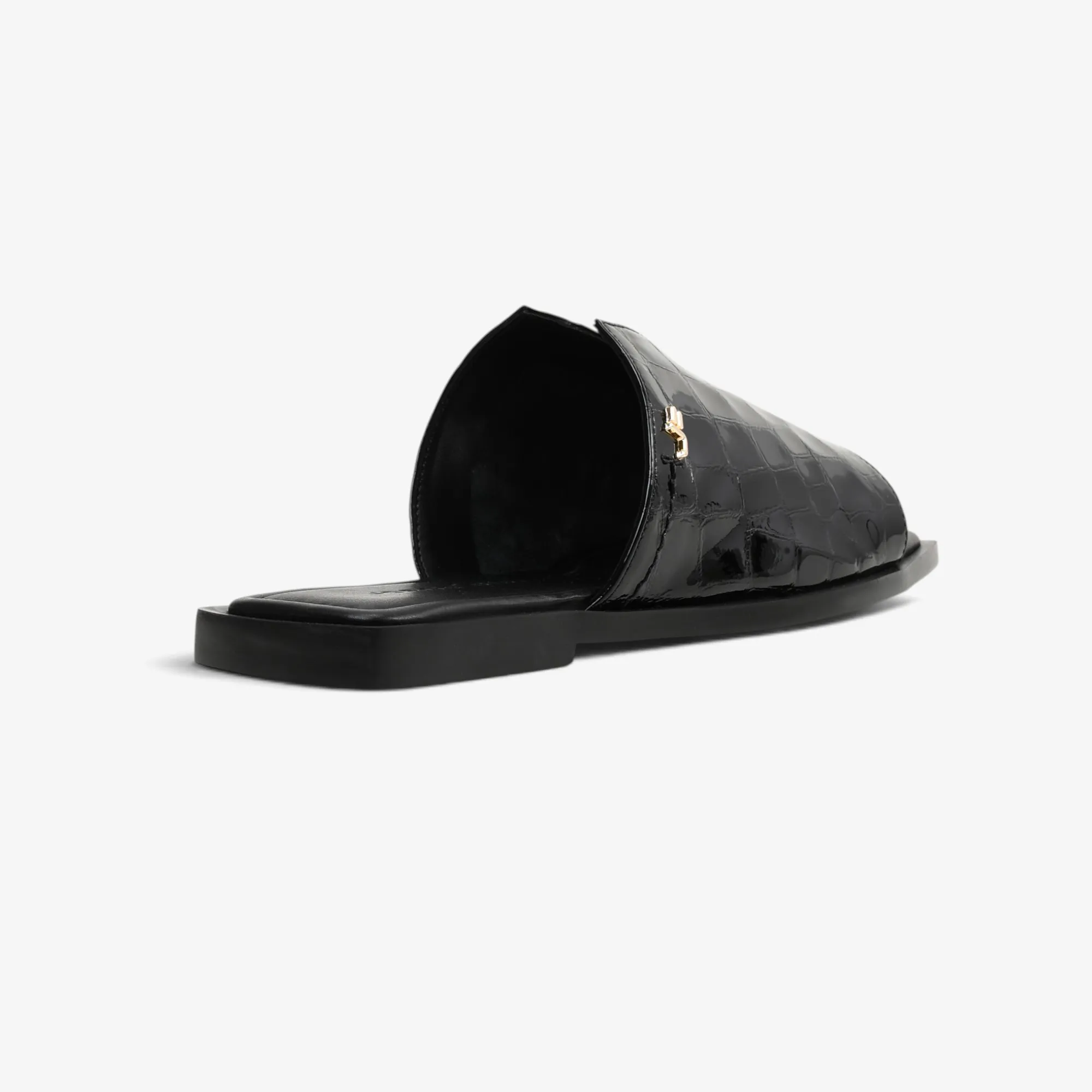 Sandalia cuero glossy croco negro - Imagen 5