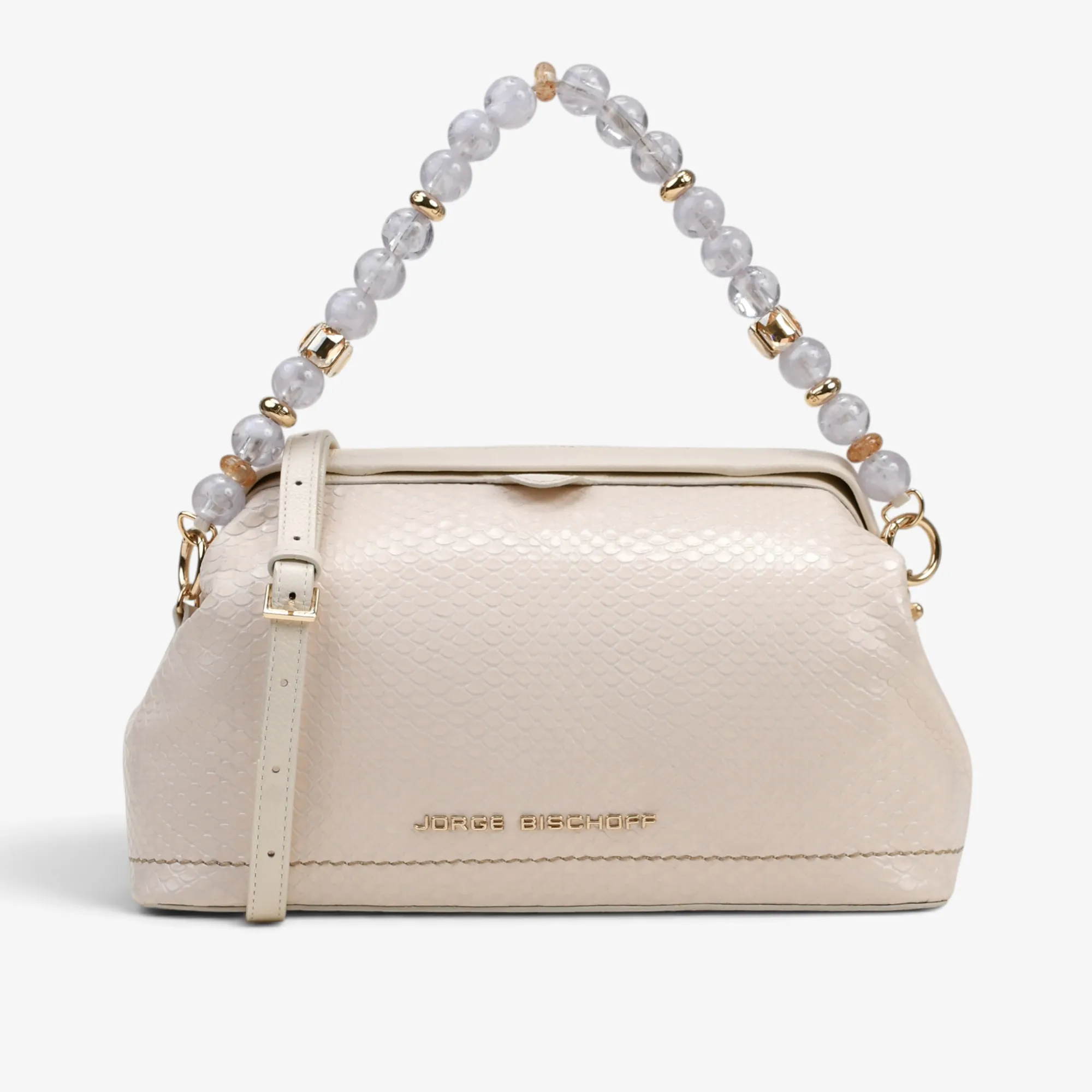 Cartera Clutch Mineral Off White Prisma Snake