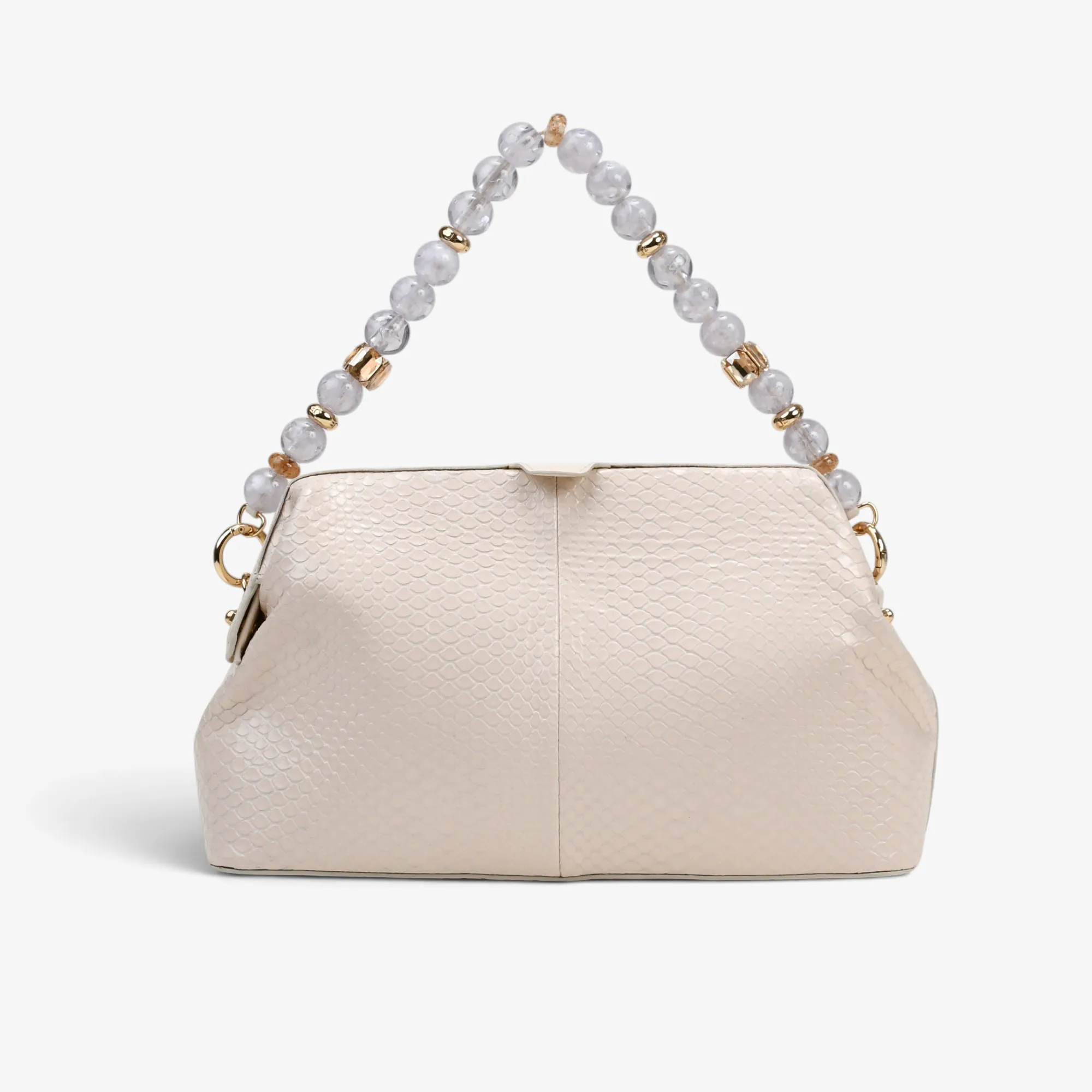 Cartera Clutch Mineral Off White Prisma Snake - Imagen 4