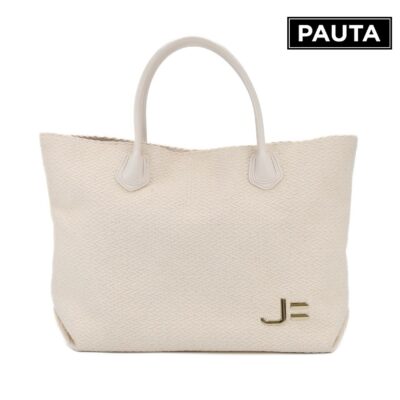 Bolsa grande tejido natural marfil