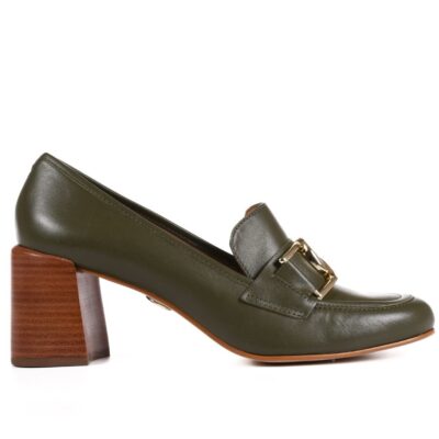 Scarpin loafer cuero napa oliva